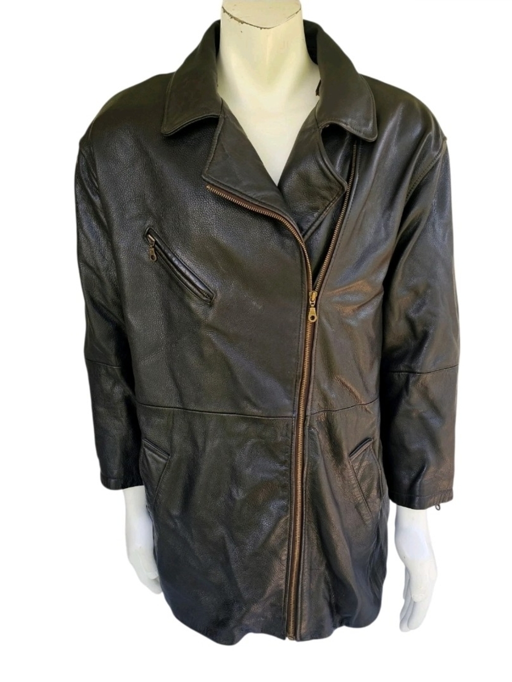 Wilsons Leather Mens XL Dark Brown Leather Car Coat Thinsulate Insulated